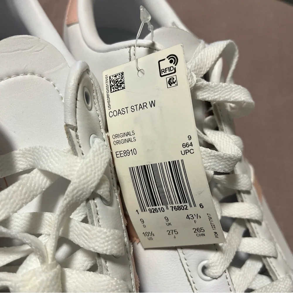 NWT Adidas Coast Star Sneakers Baby Pink/White Womens Size 10.5